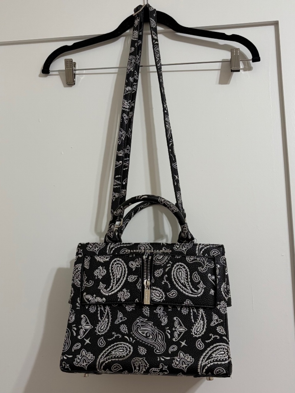 Brandon Blackwood Medium Kuei - Black Bandana Embroidered Handbag